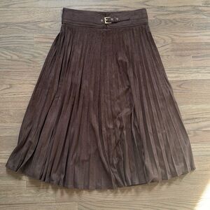 LAFFAIRE Los Angeles Brown Pleated Skirt w/ Belt – Size Small – Like New